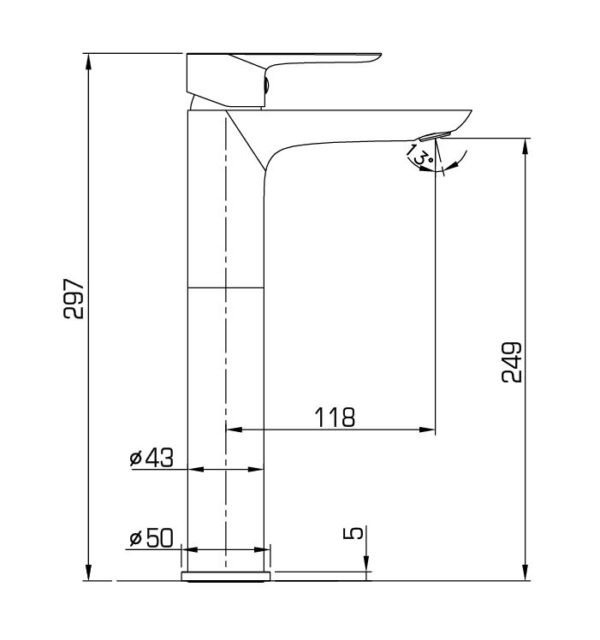 Grifo Monomando Cano Alto para Lavabo Cromo - Imagen 2